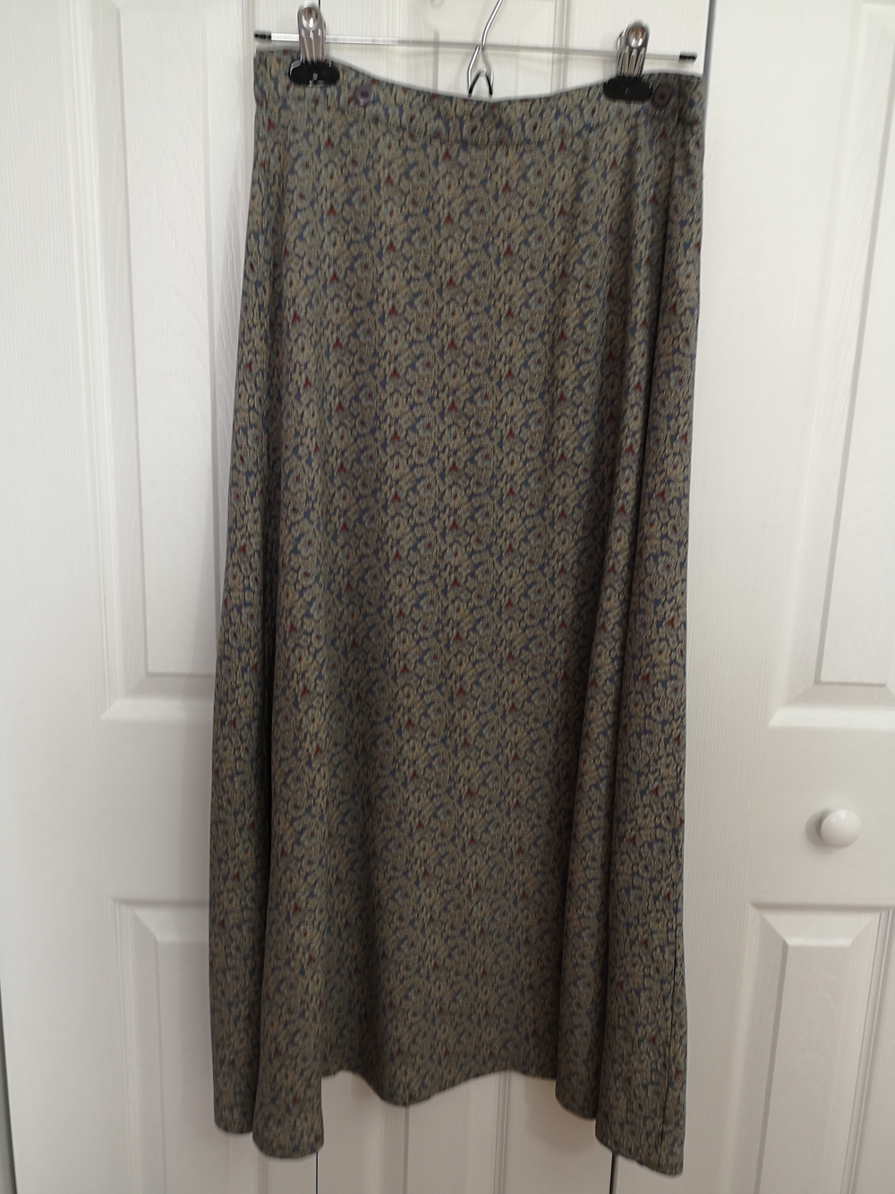 Women's Printed Midi Skirt in Olive Green